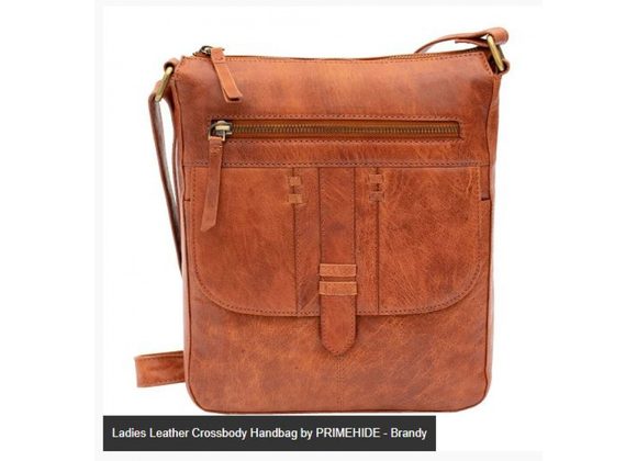 Leather Crossbody Handbag by PRIMEHIDE - Brandy