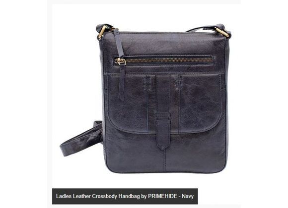 Leather Crossbody Handbag by PRIMEHIDE - NAVY