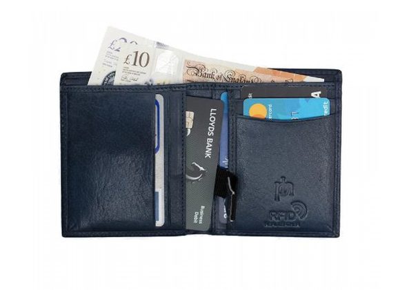 Blue leather Card Wallet with RFID Protection by Primehide