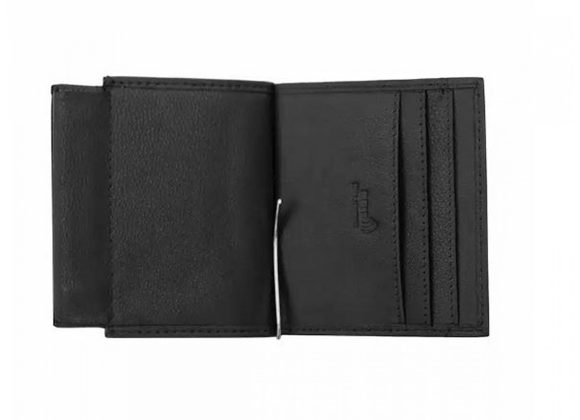 Slim leather Note Clip Wallet - Black