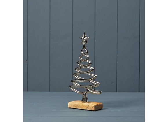 Silver finish Tree on Wooden Base