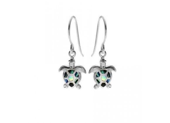 925 Silver and Paua Shell inlay Turtle Drop Earrings