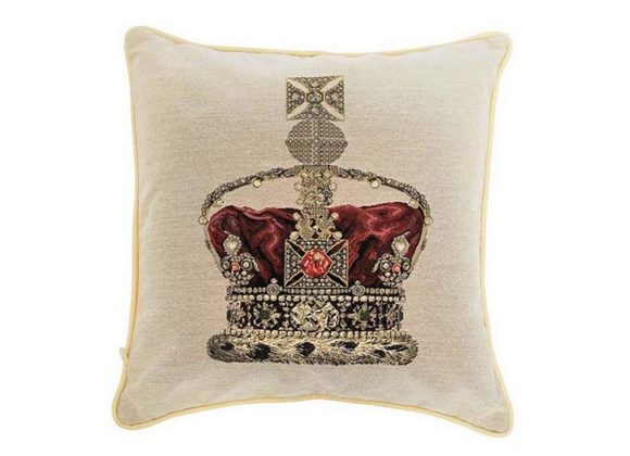 Crown Tapestry Cushion Cover by Signare - Beige