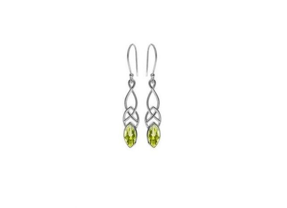 925 Silver & Peridot Celtic design Drop Earrings