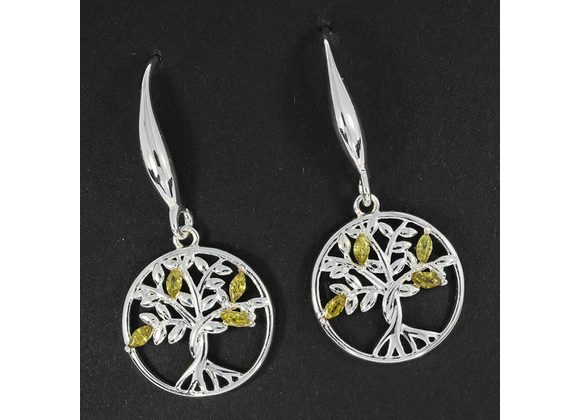 Tree of Life Silver Plated Drop Earrings by Equilibrium