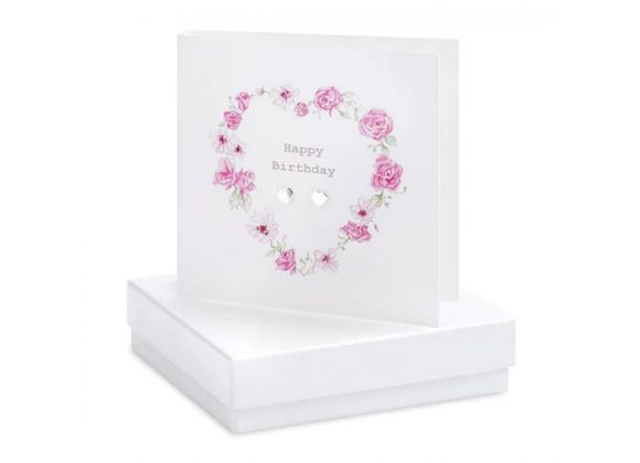 Boxed Floral Heart Earring Card by Crumble & Core 