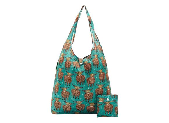 Teal Highland Cow Shopper by Eco Chic