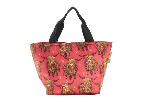 Red Highland Cow Insulated Lunch Bag by Eco Chic
