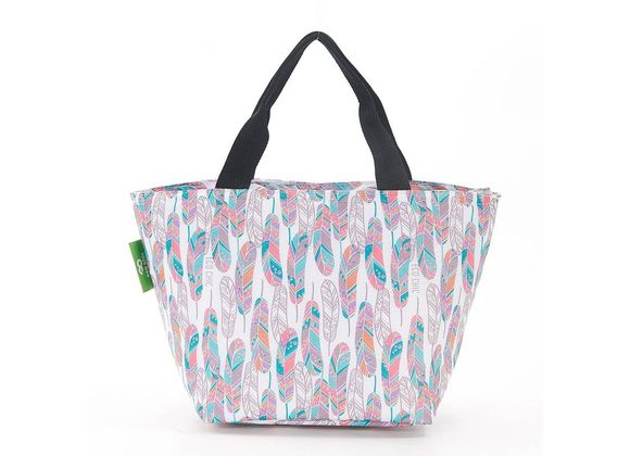 White Feathers Insulated Lunch Bag by Eco Chic