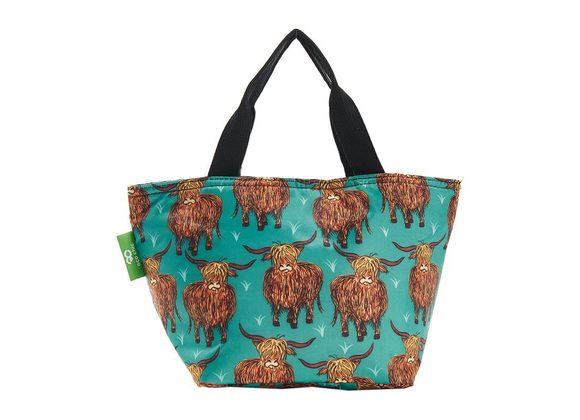 Teal Highland Cow Insulated Lunch Bag by Eco Chic 