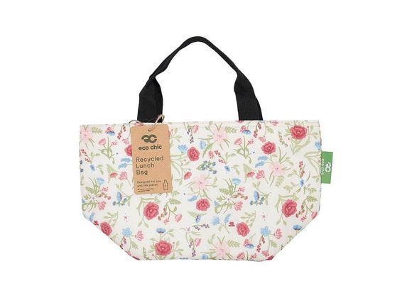 Beige Floral Insulated Lunch Bag by Eco Chic 