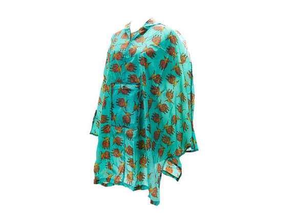 Green Highland Cow Foldable Poncho By Eco Chic