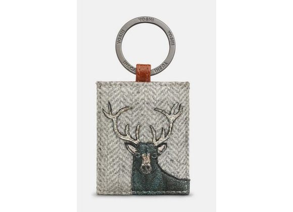 Stag Tweed & Brown Leather Keyring by YOSHI