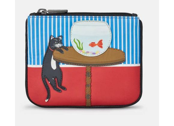 Cat & Fish Bowl Leather Zip Top Purse by YOSHI