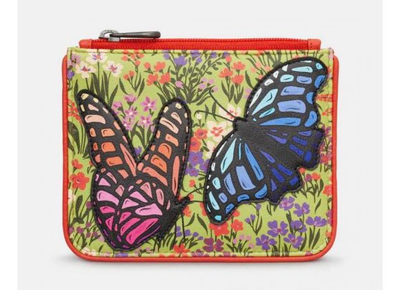 Beautiful Butterflies zip top Leather purse by YOSHI