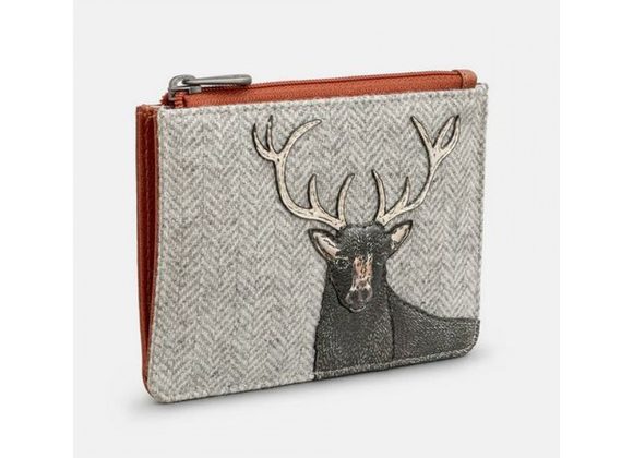 Stag Tweed & Leather Zip Top Purse by YOSHI