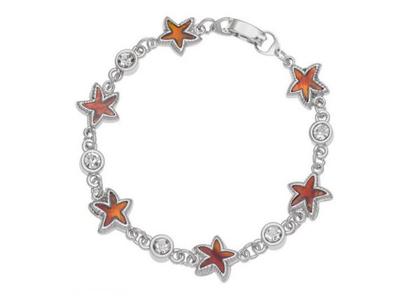 Starfish Inlaid orange Paua shell bracelet by Tide Jewellery
