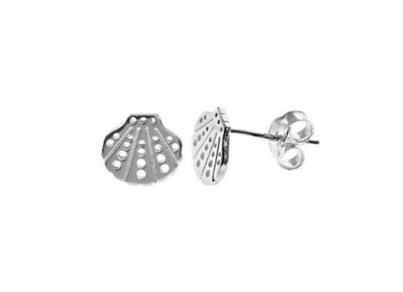 925 Silver Silhouette clam shell Stud Earrings