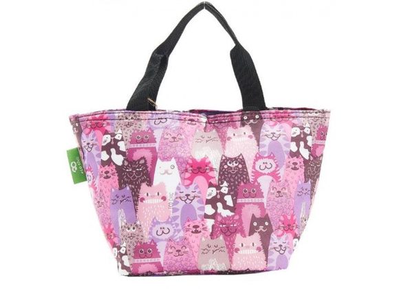 Purple Stacking Cats Insulated Lunch Bag by Eco Chic