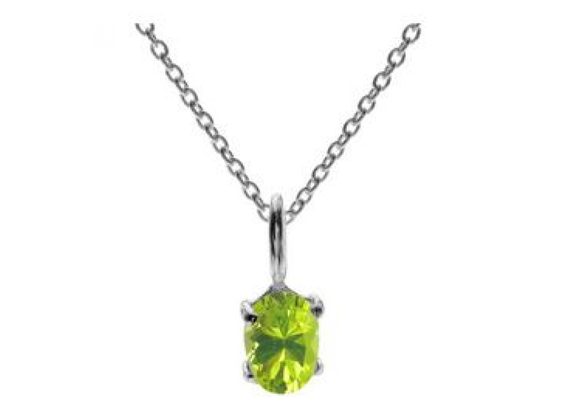 Small oval 925 Silver & Peridot Pendant and Chain