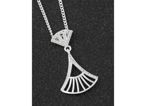 Art Deco Small Silver Plated style Fan Necklace