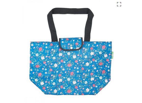Blue Floral - Eco Chic Lightweight Foldable Insulated Shopping Bag 