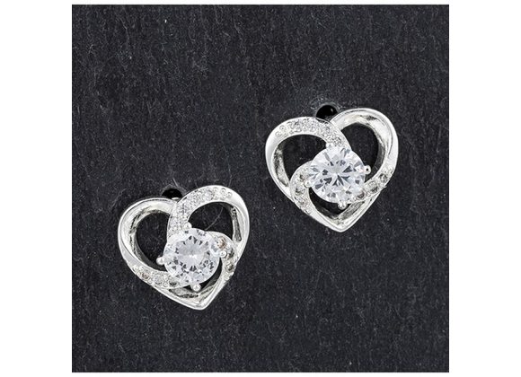 Heart Silver Plated Stud Earrings by Equilibrium