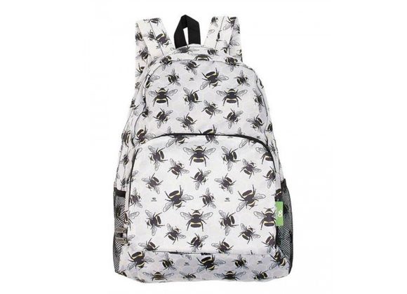 Grey Bees Lightweight Foldable Backpack by Eco Chic