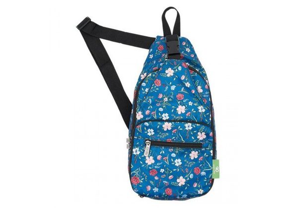Blue Floral  Lightweight Foldable Crossbody Bag by Eco Chic