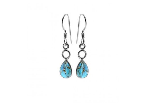 925 Silver & Blue Mohave Turquoise Drop Earrings