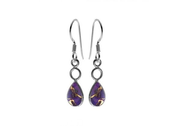 925 Silver & Purple Mohave Turquoise Drop Earrings