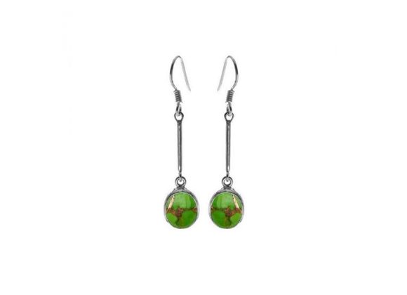 925 Silver & Green mohave turquoise long Drop Earrings