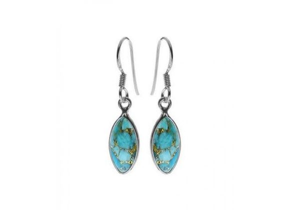 925 Silver & Blue Mohave Turquoise marquis Drop Earrings