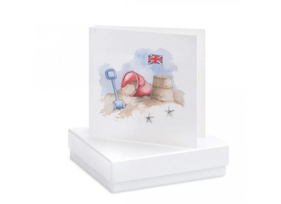 Boxed Sandcastle, Bucket and Spade Earring Card by Crumble & Core