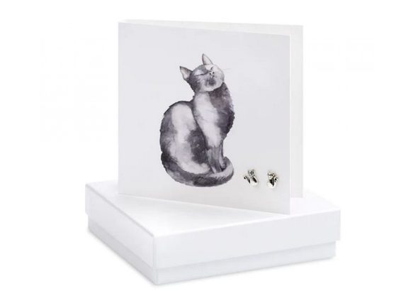 Boxed Cat Earring Card by Crumble & Core