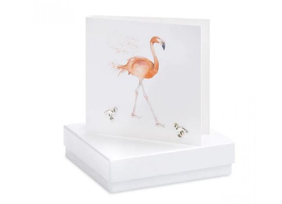 Boxed Flamingo Happy Birthday Earrings Card by Crumble & Core