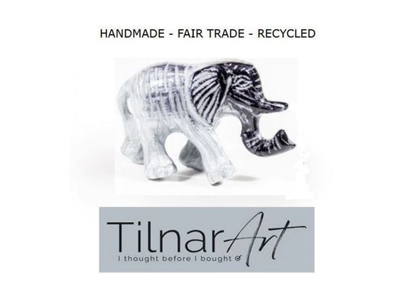 Recycled Aluminum Walking Elephant by Tilnar Art - Silver
