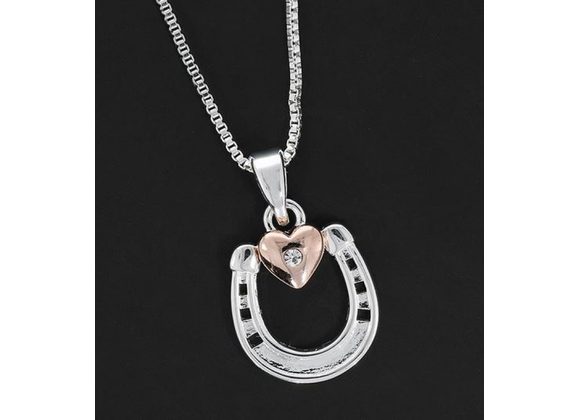 Two Tone Horseshoe Heart Necklace by Equilibrium