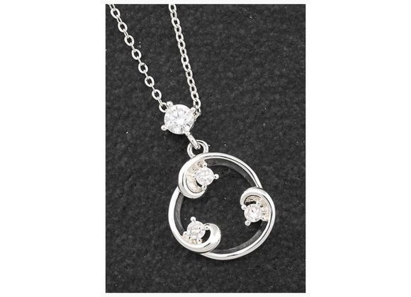 Swirls Silver Plated Sparkle Necklace by Equilibrium