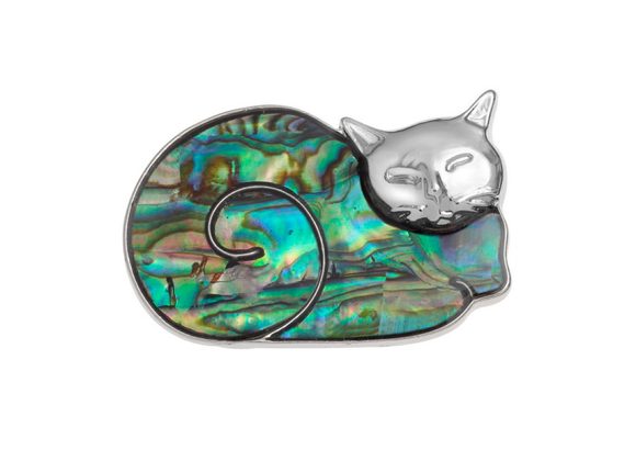 Cat Paua Shell Brooch by Tide Jewellery