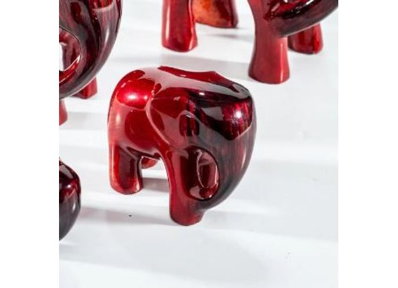 Recycled small Aluminum Elephant by Tilnar Art - Red