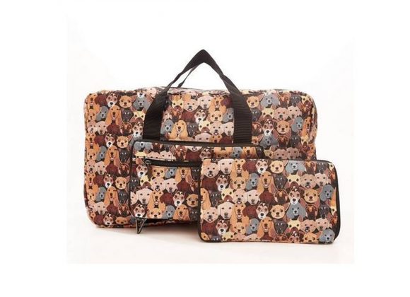 Black stacking Dogs Foldable Holdall by Eco Chic