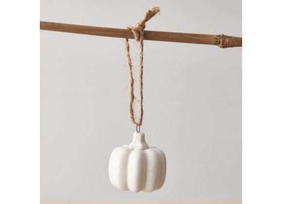 White ceramic Pumpkin Hanging Ornament