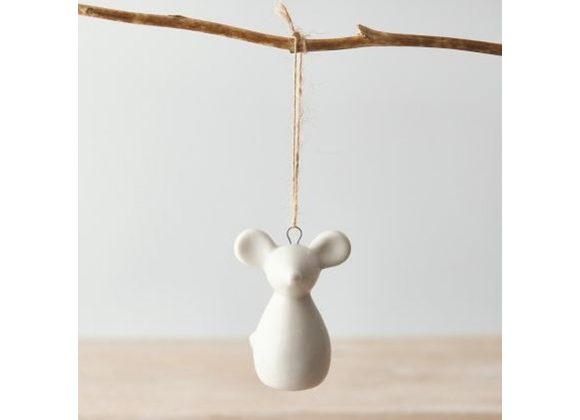 Mouse White ceramic hanging decoration