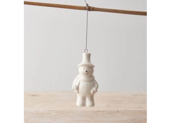 Porcelain snowman hanging Christmas decoration