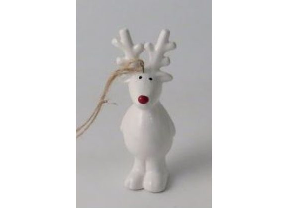 Ceramic Red Nose Reindeer Hanging Decoration