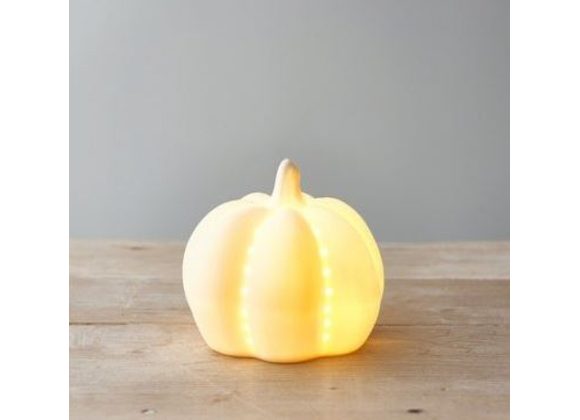 White Ceramic LED Pumpkin