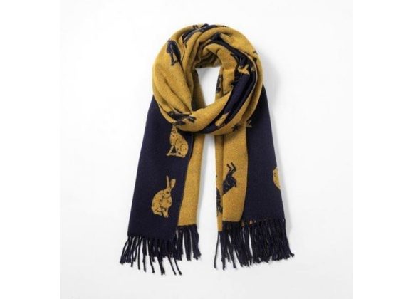 Reversible Hare cashmere blend Scarf – Navy