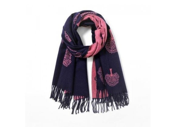  Reversible Tree of Life cashmere blend Scarf – Navy