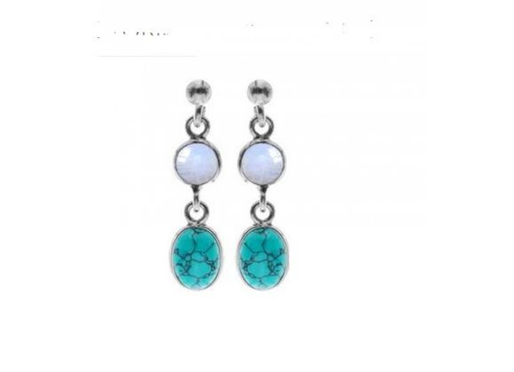 925 Silver Turquoise & Moonstone Drop Earrings